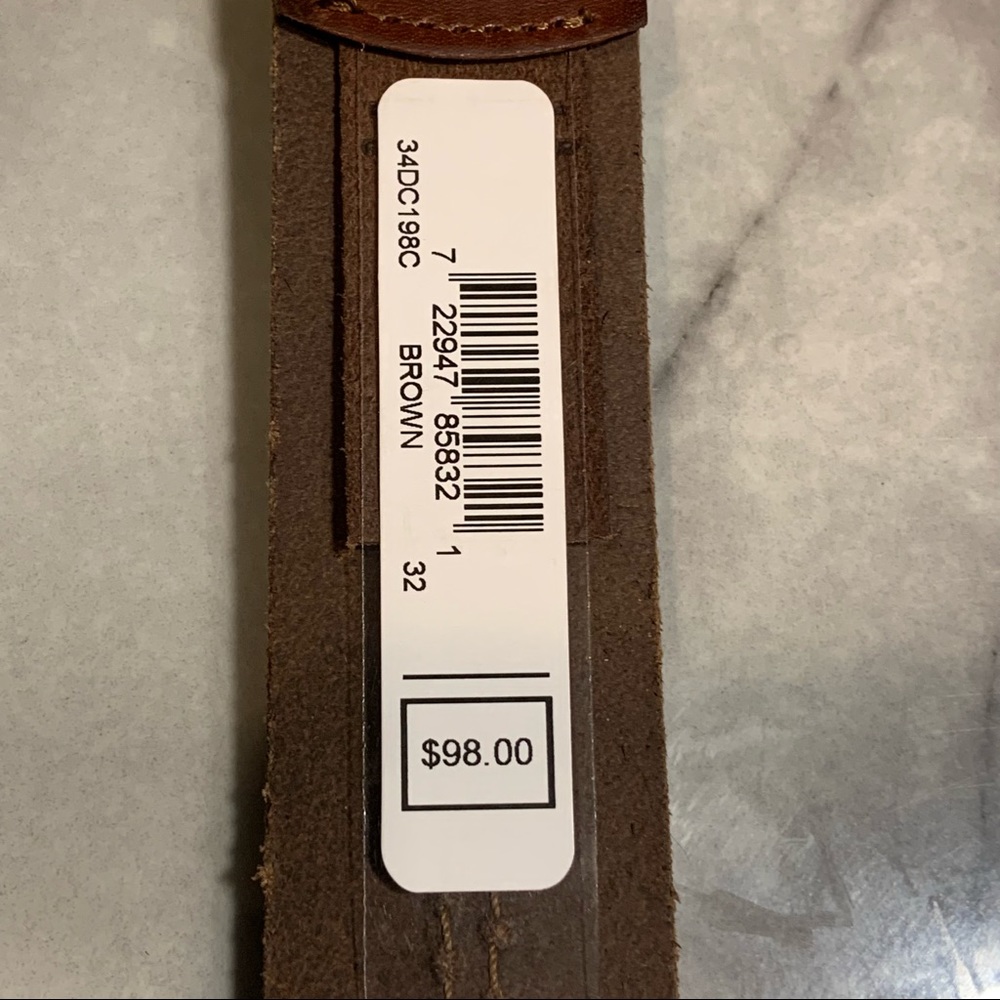 Frye Men’s Genuine Leather Brown Stitched Belt - Picture 9 of 16